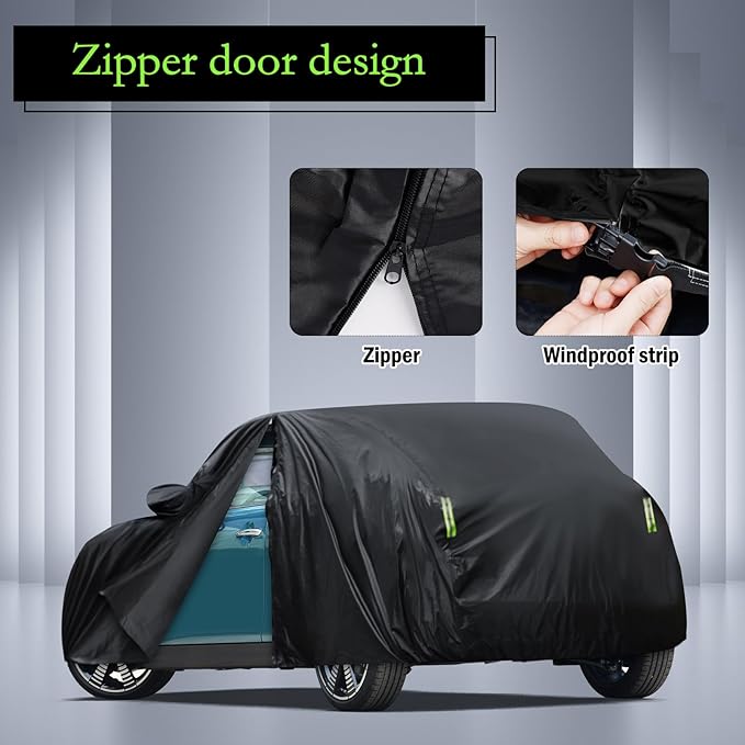 Car Cover Custom Fit for 2014-2024 Mini Cooper/Cooper S 2-Door, Waterproof All Weather Full Exterior Cover Rain Sun Protector with Door Zipper