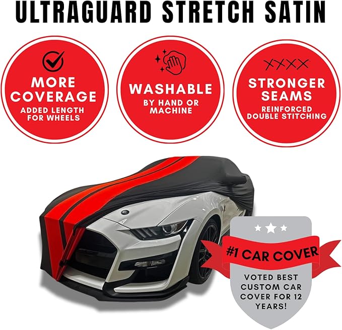 SR1 Performance C5 Corvette Car Cover 1997–2004 – Indoor Stretch Satin, Soft Breathable Dust Protection, Ultraguard Z06, Convertible, Hardtop (Red/Black)