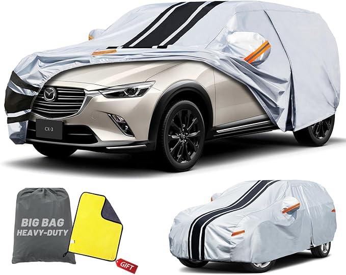 10-Layer SUV Car Cover Waterproof All Weather. Outdoor Full Exterior Covers HR-V, Compass, Element, CHR, Mazda CX30 CX-30 Etc. Size A10 (Length UP to 181 inch)