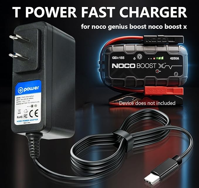 T POWER 14v 16v Charger for NOCO Boost X GBX45 GBX55 GBX75 GBX155 GB250 GB251 GB500 GB70 GB150 Genius Boost UltraSafe Portable Lithium Jump Starter Ac Dc Adapter Power Supply Cord