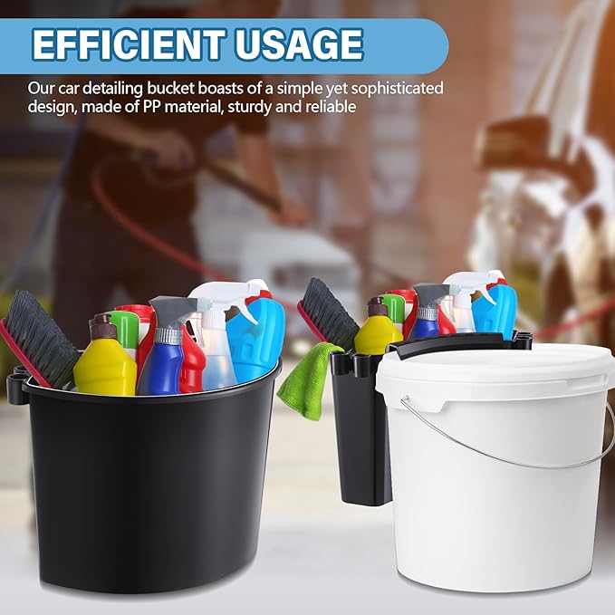 4 Pcs Car Detailing Bucket Organizer 10.2 x 7.8 x 5.5 Inch Car Washing Bucket Caddy Portable Multipurpose Hanging Organizer for Accessories Tool Home Garden Camping (Black)
