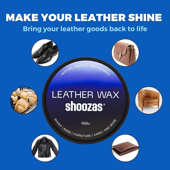 Shoozas Leather Wax - Restores, Protects, Preserves Leather Goods, Formulated with Natural Ingredients, Safe for Shoes, Bags, Furniture, Cars, and More