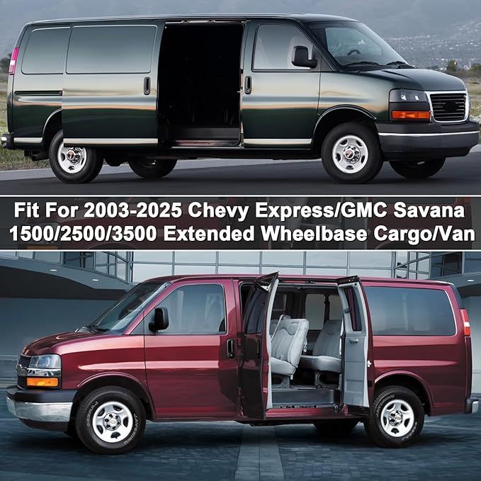 Waterproof Car Cover Compatible with Chevrolet Express/GMC Savana Cargo Van 1500/2500/3500 Extended Length LWB 2003-2025, 6 Layers Car Covers with Zipper Door for Snow Rain Dust Protection