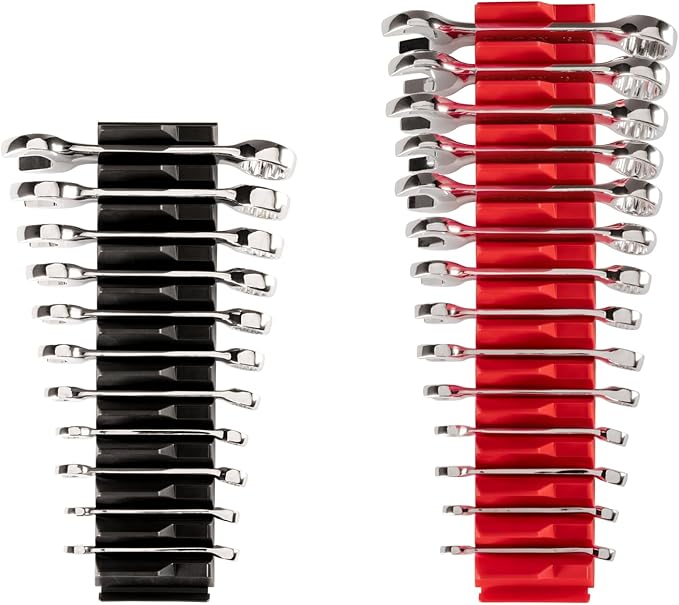 TEKTON Stubby Combination Wrench Set with Modular Organizers, 25-Piece (1/4-3/4 in., 6-19 mm) | WCB95403