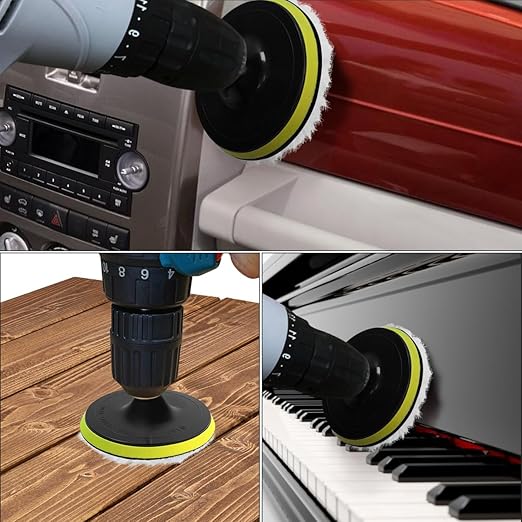 7 Piece 6 Inch Wool Buffing Pad, Drill Buffer Connecting M12 Drill Adapter, Buffing Pads, for Car Polishing and Waxing, Painting Tabletops, Old Leather Sofas, Tile Polishing