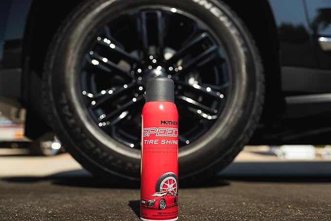 Mothers Speed Tire Shine, 15 oz. Aerosol — Long-Lasting, High-Gloss “Just Dressed” Finish — No Sling, Browning or Run, Fast & Easy Application — Micro-Emulsion Resins, Premium Silicones (16915)