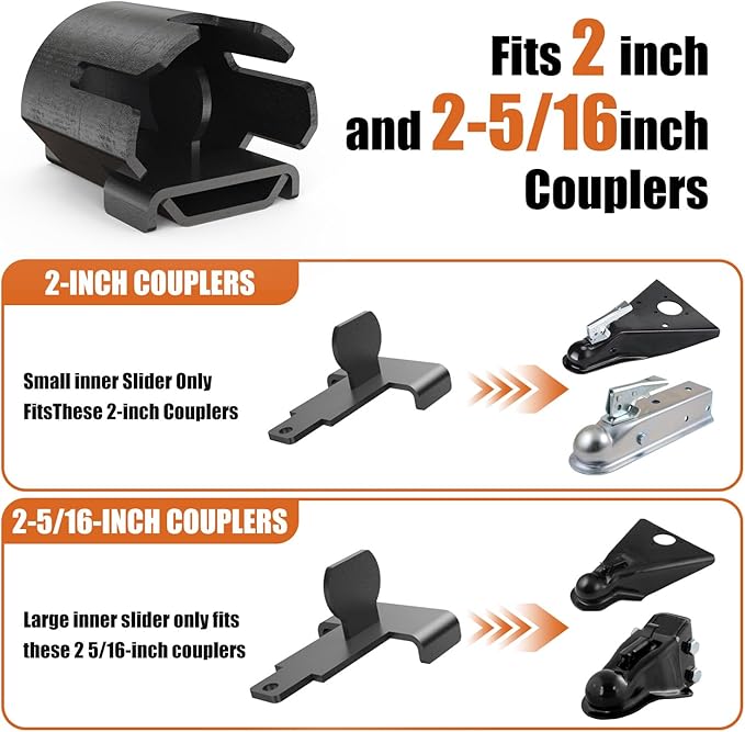 Trailer Lock Fits 2" and 2-5/16" Couplers - Heavy Duty Anti-Theft Trailer Hitch Locks, Ultra-Thick Solid Steel Trailer Coupler Locks Tongue Lock, Camper Accessories for RV, Trailer, Boat (Red)
