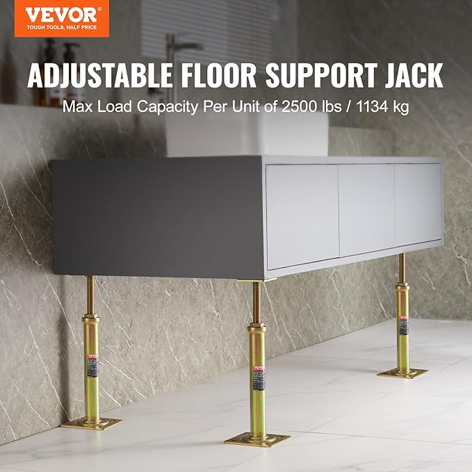VEVOR House Floor Jacks, 4 PCS Post Floor Joist Jacks for Leveling, 11.6"-16" Height Range, Total Support up to 10000 LBS, Galvanized Telescoping Screw Jacks for Temporary Support