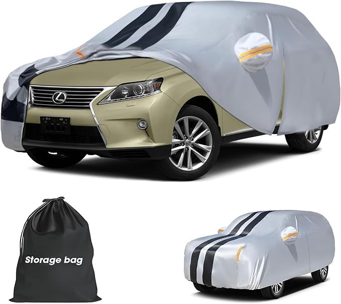 Multi-Layer Car Cover Custom Fit for Lexus RX(2015-2026), 100% Waterproof All Weather for Automobiles, Gift with Towel, Heavy Duty Car Covers for Rain Sun UV Protection with Door Zipper