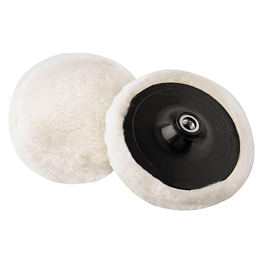 2 PCS 6 Inch Wool Polishing Pad, Widen the Edge Hook and Loop Buffing Wheel, for Orbital Polisher Buffer Synthetic Polisher