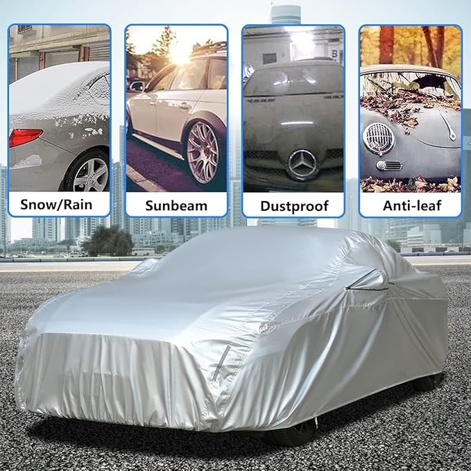 Tecoom Car Cover Waterproof UV-Proof Windproof for All Weather Indoor Outdoor Mirror Pockets Coupe/Convertible/Sport Car Fit for Ford Mustang, Chevy Camaro, 183-193 Inches Length