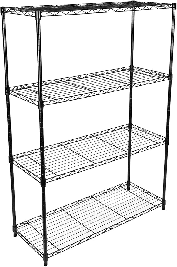 Simple Deluxe Heavy Duty 4-Shelf Storage Shelving Unit, 36" D x 14" W x 55.91" H Steel Organizer Wire Rack 1000Lb Capacity, Black