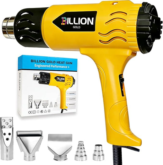 1800W Heat Gun Kit - Variable Temperature Control Hot Air Gun For Electronics With 2 Air Flow 120℉-1200℉ (50℃- 650℃), 5 Nozzles Heat Shrink Gun for Crafting, Shrink Tubing, Resin (5.25FT)
