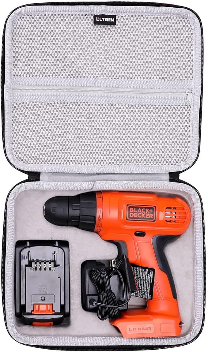 LTGEM EVA Hard Case for DECKER 20V MAX Cordless Drill (LDX120C/LD120VA) and Accessories - Protective Carrying Storage Bag (Sale Case Only)