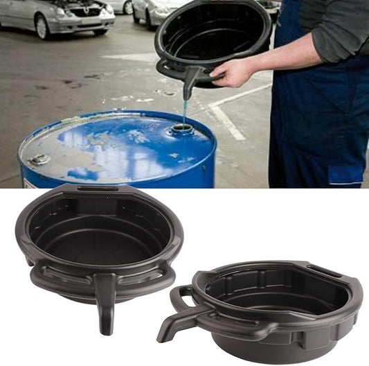 Aramox AntiFreeze Car Oil Change Pan - Portable Black Oil Drain Pan Universal Auto Repair Tool (7.5L)