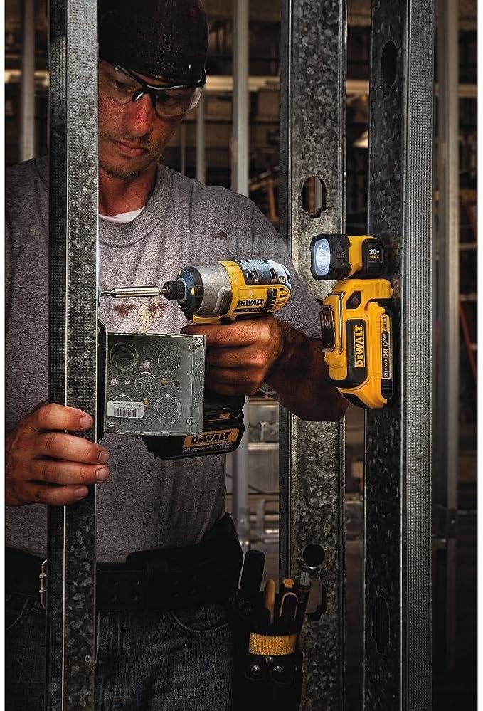 DEWALT 20V MAX LED Work Light Rechargeable, LED Flashlight, Magnetic Flashlight, Freestanding and Clip-On Light, 360 degree pivoting Head, Tool Only (DCL044)