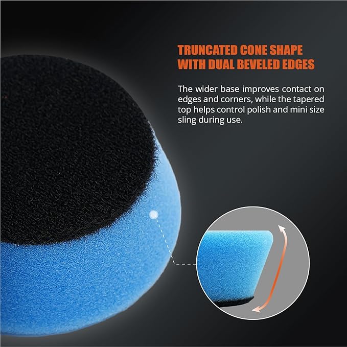 SPTA Blue T60 Moderate-Cut Foam Polishing Pads, 5Pcs 2inch/50mm Sponge Polishing Buffing Pads, Car Foam Detail Polishing Pad Kit for Car Detail Polishing, Small Area Polishing -FPTSS2B