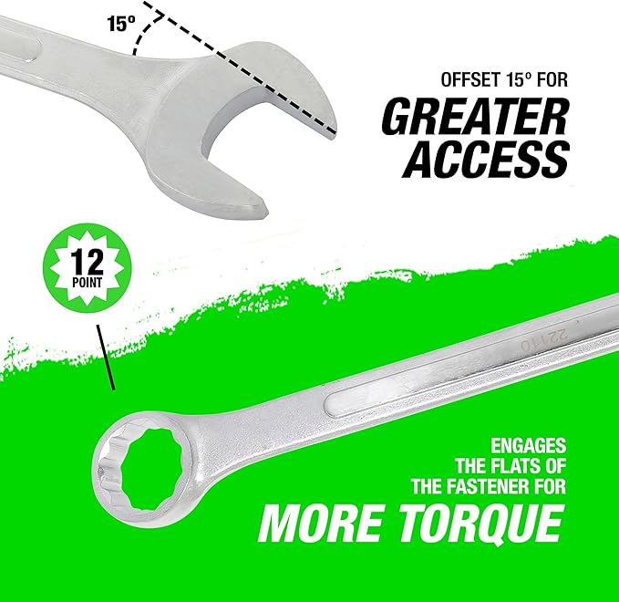 OEMTOOLS 22110 1 3/4 Inch Jumbo Combination Wrench, Large Wrench, Offset Wrench Design With Raised Panel