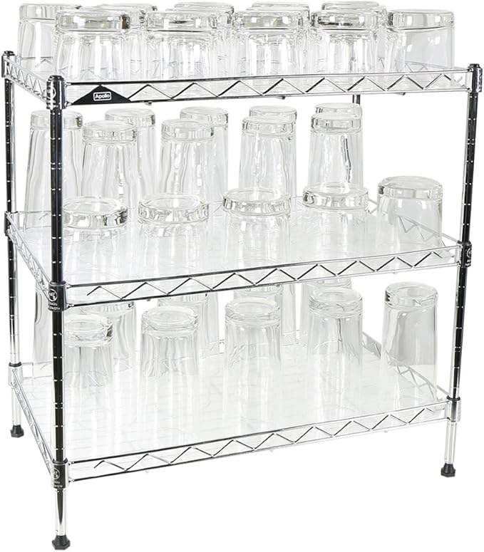 Chrome 3-Tier Wire Shelving Unit 20"x12"x20" with Shelf Liner