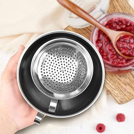 3-Piece Stainless Steel Canning Funnel Set with Strainer, Wide Mouth Mason Jar Funnels for Kitchen, Metal Funnel for Filling Bottles, Canning Supplies for Preserving, Dishwasher Safe