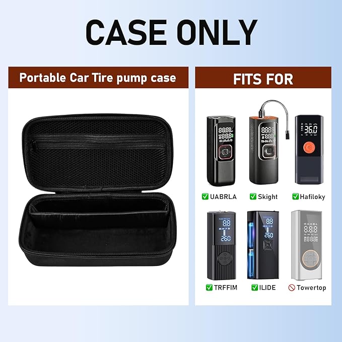 Portable Air Compressor Storage Box - Universal Case Compatible with MODARI/Skight/LOLSSA/Teffim/Hafuloky/Frarome/ILTIDE Tire Inflators, Car Air Pump Organizer for Air Tubes & Accessories (Box Only)