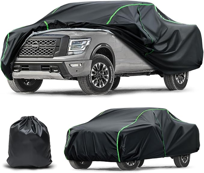 Waterproof Truck Cover Compatible with Tacoma/Gladiator/Colorado/Frontier/Titan/ram 1500/2500/Canyon All-Weather Protection,217"-228" Truck PEVA Car Cover with Zipper Door