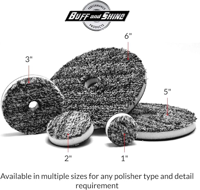 Buff and Shine URO-Fiber Microfiber Pad for Car Compounding, Cutting, Buffing, Waxing, and Polishing - Compatible with Long-Throw, High-Action, Dual-Action, and Random Orbital Polisher - 5 in (1 Pad)