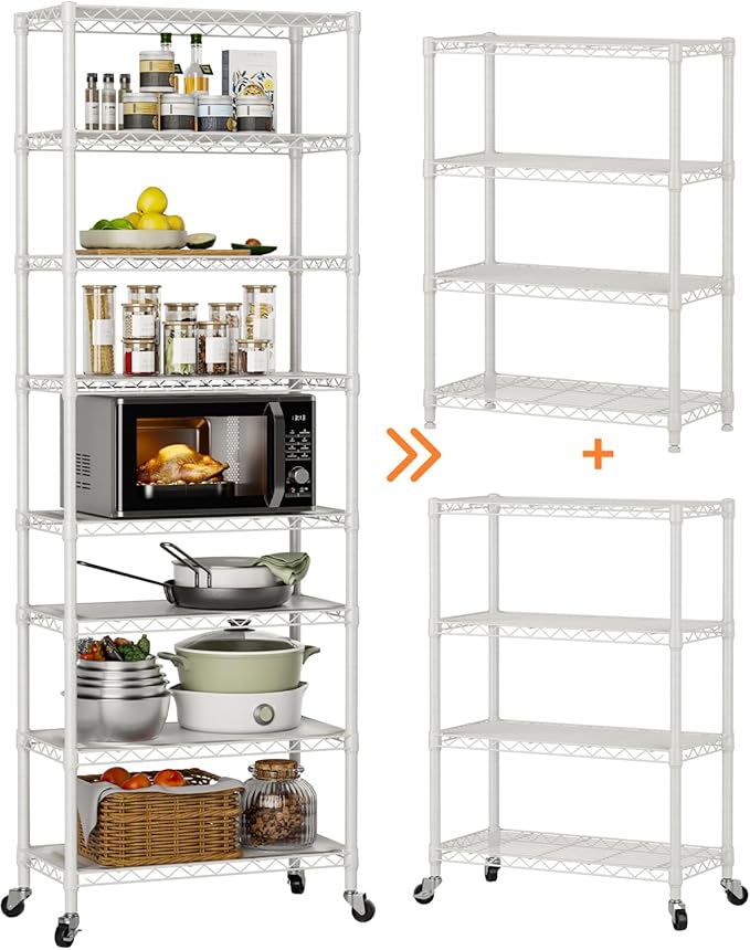 Golpart 8 Tier Adjustable Storage Shelves Heavy Duty Metal Shelf Wire Shelving Unit Organizer Rack for Home Kitchen Office Pantry Room Bathroom Shelving Organizers and Storage Laundry
