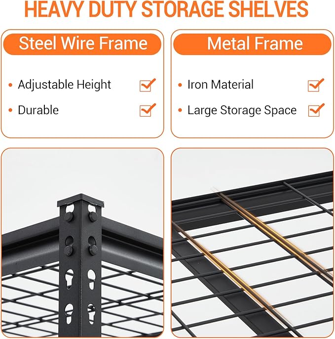 Towallmark Heavy Duty Storage Shelves 48 * 24in, 5 Tier Garage Storage Shelving, Adjustable Metal Storage Shelf Unit, Easy Assemble Garage Storage Shelving