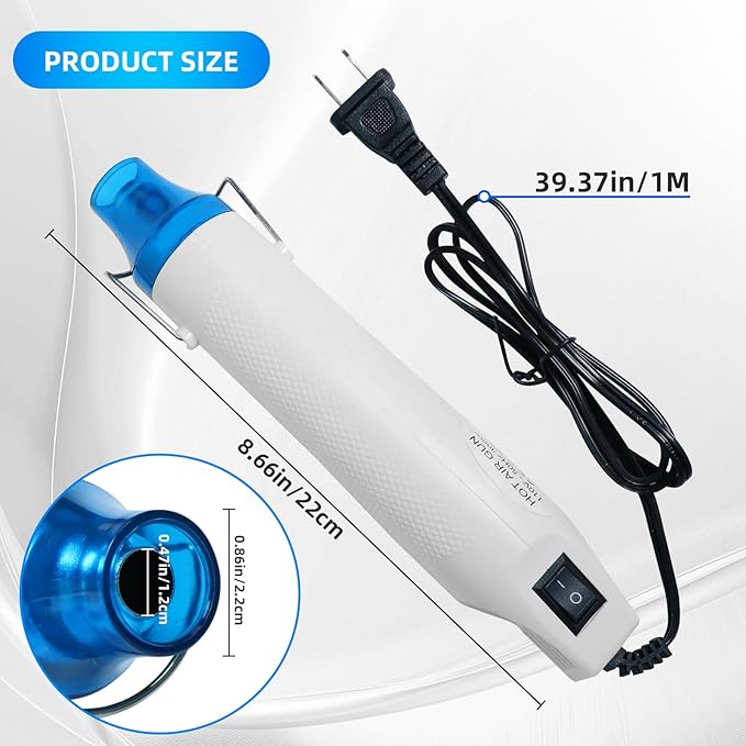 Heat Gun For Crafting, Mini Hot Air Gun For DIY Crafts,Heating Gun,Portable Heat-Gun Tool For Embossing Shrink Wrapping Drying Paint (White)
