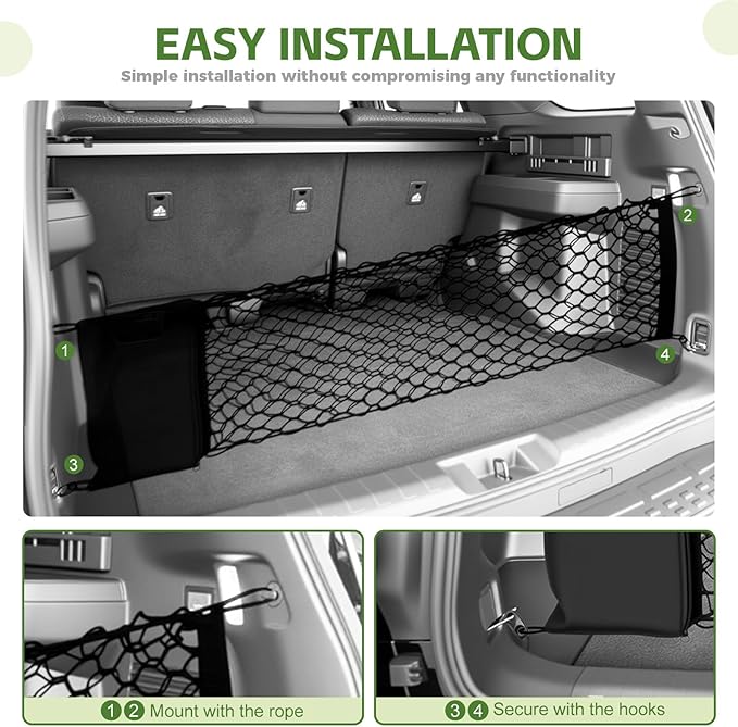 Trunk Cargo Net for 2025 2026 Toyota 4Runner Trunk Organizer Net Anti-Slip Rear Mesh Cargo Netting for 4 Runner SUV Accessories(Envelope Style)