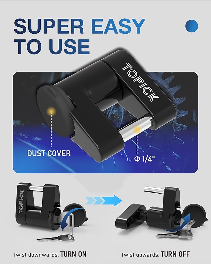 TOPICK Universal Trailer Hitch Lock Set, Includes Heavy-Duty Coupler Ball Lock & Coupler Latch Lock, Keyed Alike, Anti-Theft, All-Weather Protection for RVs, Boats, Trucks & Utility Trailers