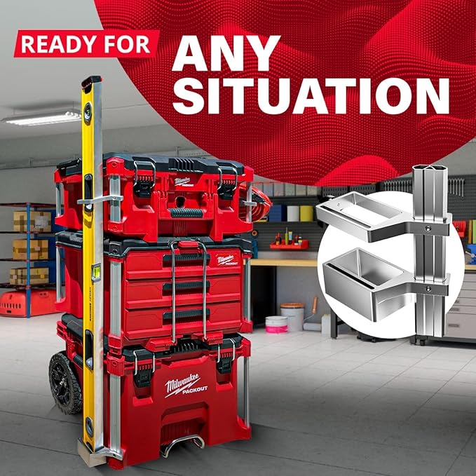 Alpha Engineered Level Mount Holder Compatible with Milwaukee Packout Tool Box-Fits Packout Organizers - Includes Set Screws - Perfect Packout Accessories Upgrade & Packout Mods Solution - Left Side