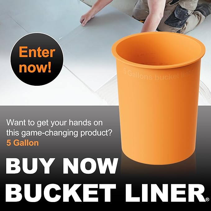 5 Gallon Bucket Liner Reusable Bucket Saver for Concrete Mix Thinset Paint, Reusable Silicone Bucket Pail Liner for Kitchen, Outdoor, Gardening, Camping, Thinset & Paint,Orange