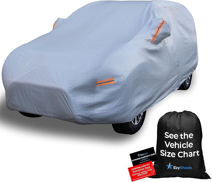 EzyShade 10-Layer SUV Car Cover Waterproof All Weather. See Vehicle Size-Chart for Accurate Fit. Outdoor Full Exterior Covers for Automobiles Heavy Duty Tarp Jeep Rav4 CRV. Size S2 (See SizeChart)