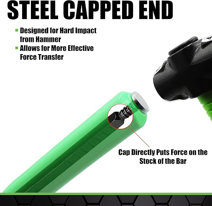 Grip 48" Heavy Duty Striking Jumbo Pry Bar - Striking Cap - Mechanic's Handle - Positioning, Aligning, Prying - Chrome Vanadium Steel