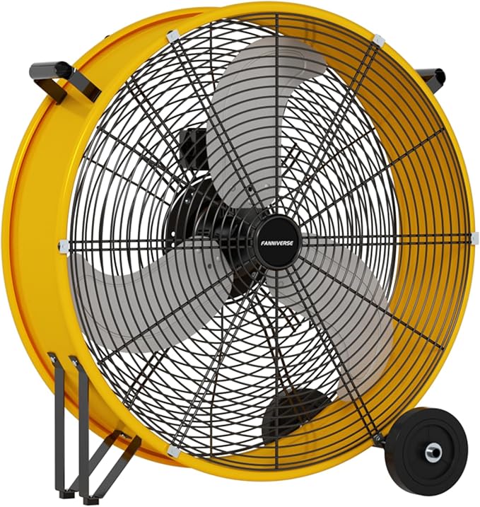 30 Inch Industrial Drum Fan 14000 CFM Ultra High Velocity Floor Fan for Large Warehouse, Shop & Gym - 3-Speed Heavy Duty Metal Cooling Fan with 360° Tilt, Rolling Wheels & UL Safety Listed