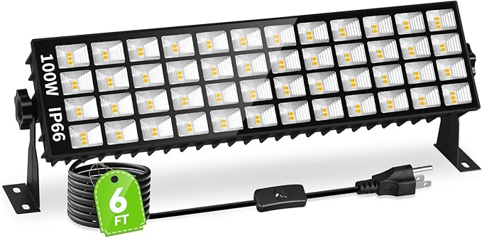 100W LED Shop Light, 14000LM 3000K Warm White Plug in Garage Light with 6FT Power Cord, IP66 Waterproof Work Bench Shop Lights for Garage, Workshop, Warehouse, Outdoor, Yard, Garden