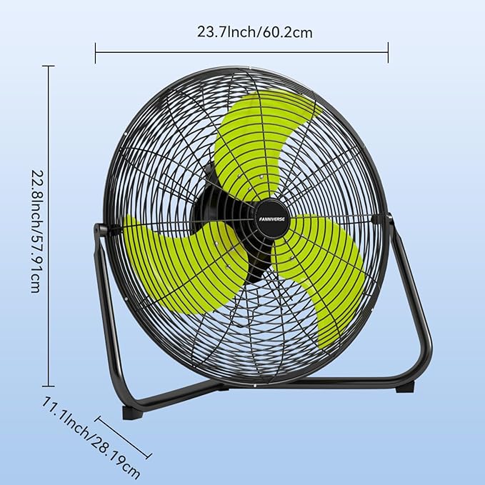 20 Inch Floor Fan Pro Series - High Velocity Floor Fan for Commercial, Residential, Warehouse, Covered Patio, Shop, Garage, Barn, 3 Speed 360-Degree Tilt 5300 CFM UL Safety Listed