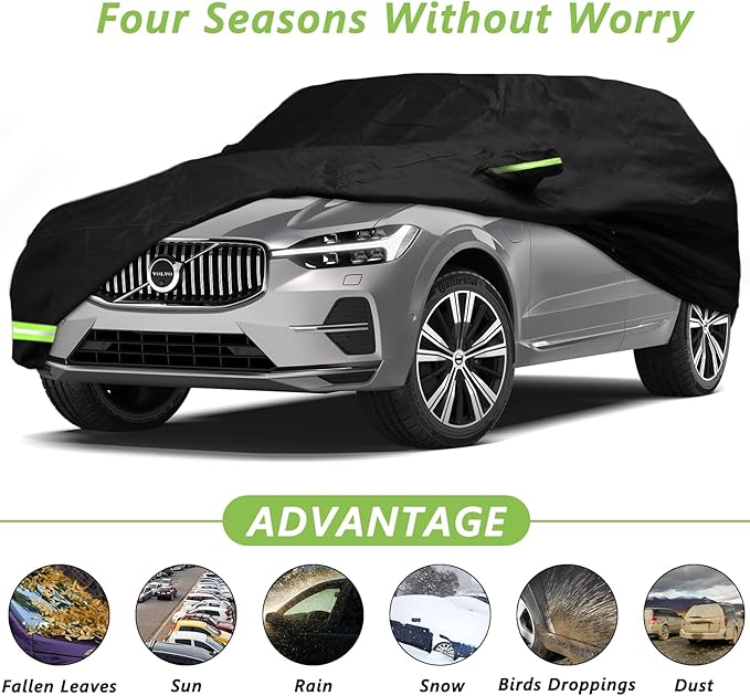 YIXIN Waterproof Car Cover for 2008-2026 Volvo XC60 Car Cover Custom Fit 100% Waterproof Windproof & Single Door Zipper Bands for Snow Rain Dust Hail Protection (XC60)