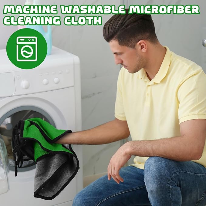 Tallew 50 Pcs Microfiber Towels:16"x16" Microfiber Drying Towels Bulk Micro Fiber Car Cleaning Cloth for Cars Drying Washing Polishing Office Windows Cleaning Household Supplies (Green,Gray)