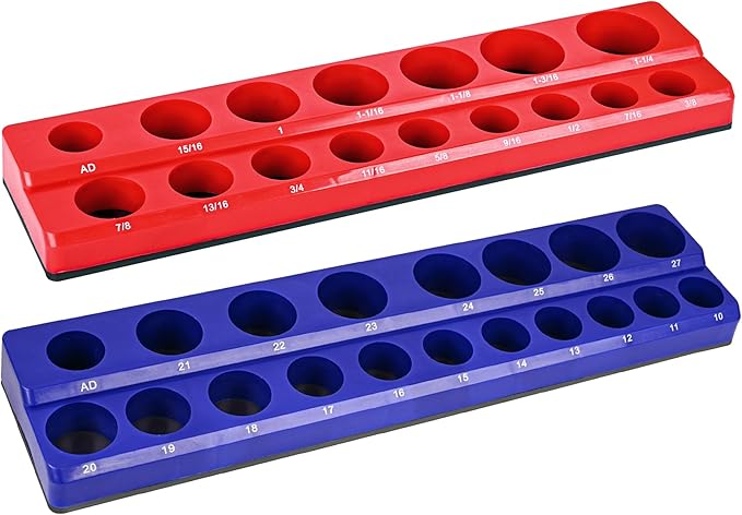 2-Piece 1/2 Inch Drive Metric & SAE Magnetic Socket Organizer Set (Socket Not Included)