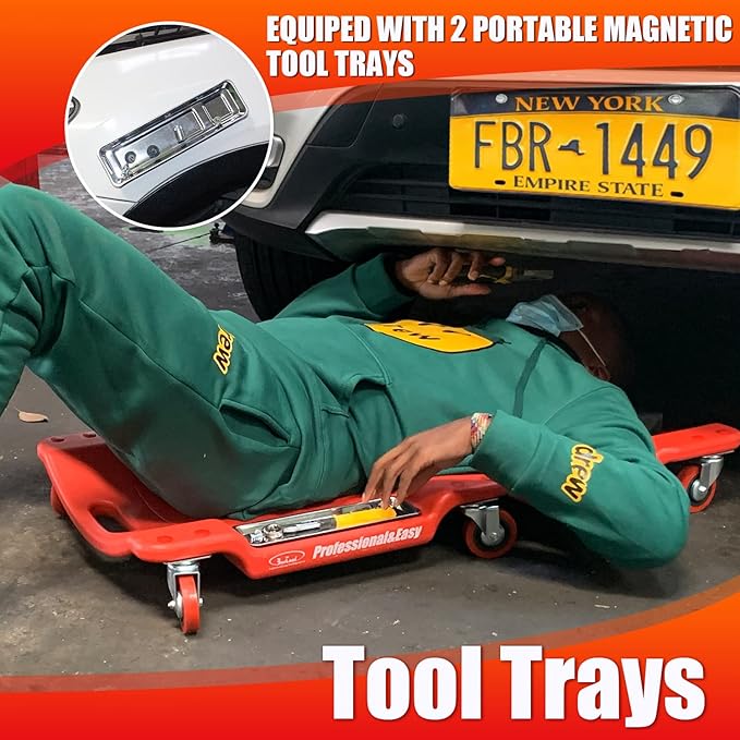 BESTOOL Mechanic Creeper,40'' Heavy-Duty Creepers Automotive with Padded Headrest &Durable Casters, Automotive Garage Repair Low Profile Design, Magnetic Tool Platea