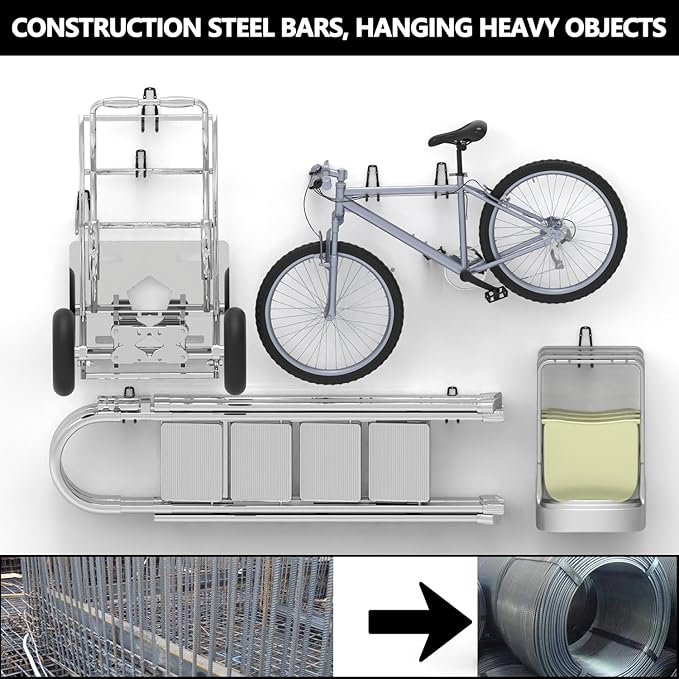 3-H Super Heavy Duty Garage Hooks 14 Pack, One-Piece Construction Garage Wall Hooks, Garage Hanger & Organizer Wall Mount for Ladders, Bikes, Chairs, WeedEaters, Shovels, Garden Tools (Black)