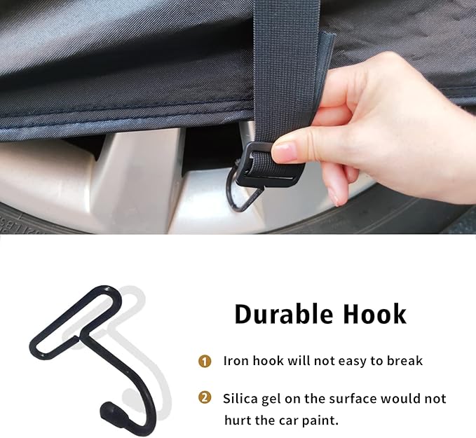 SEAZEN Car Cover Straps Wind Protector, 3Pcs Adjustable Elastic Windproof Ropes Protect Car Cover from High Winds, Universal Fit Most Cars (Black)