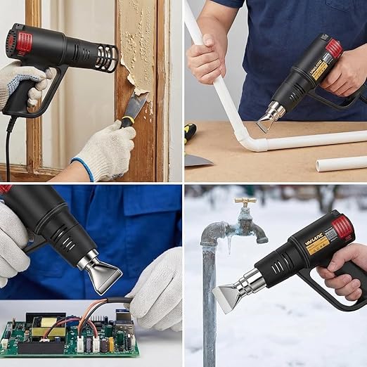 Digital Display Heat Gun 1300W, Variable Temperature 122°F-1202°F/50°C-650°C, 5 Speed & Temp Settings, Overheat Protection with 4 Nozzles for Shrink Wrapping, Electronics, Crafts