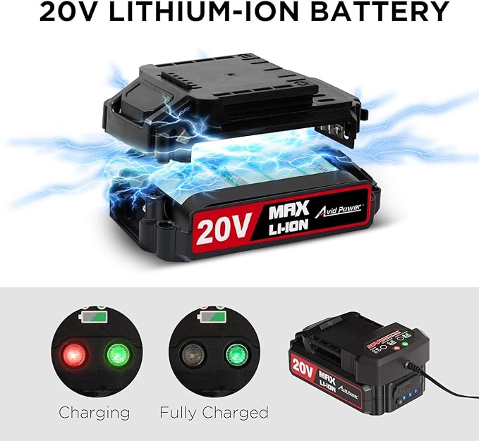 AVID POWER Tire Inflator Air Compressor Bundle with 20V Cordless Drill Set with 22pcs Drill Bits