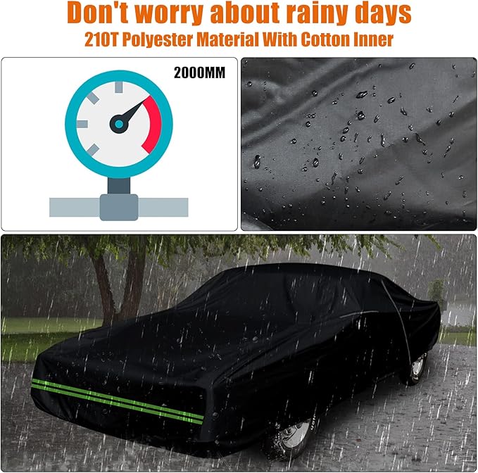 Waterproof Car Cover Replace for 1974-1981 Chevy Camaro, 6 Layers All Weather Car Cover with Zipper Door & Windproof Bands for Snow Rain Dust Hail Protection (1974-1981)