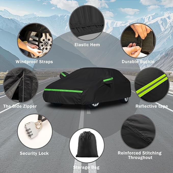 Car Cover for Toyota Corolla 2000-2025,Waterproof Car Cover Custom All Weather Full Exterior Cover Rain Sun Protector with Windproof Straps & Zippered Doors‌