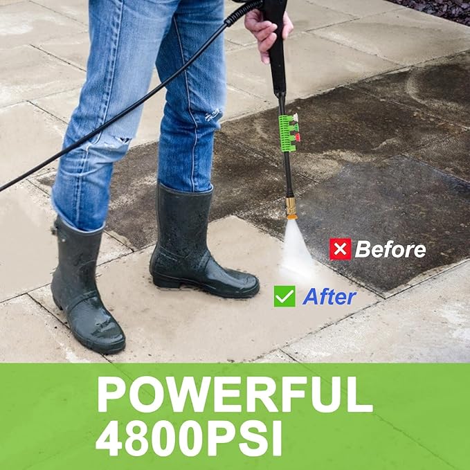 Pressure Washer 4800 PSI Power Washers Electric Powered with 33ft Pressure Hose, 4 Nozzle and Foam Cannon, Powerwashers for Home, Cars, Patio, Light Green